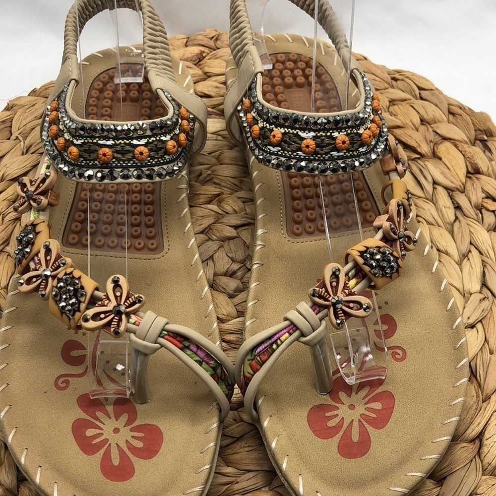 Harence Embellished Comfort Sling Back Sandals Size Euro 41 USA 9.5 - Picture 3 of 10